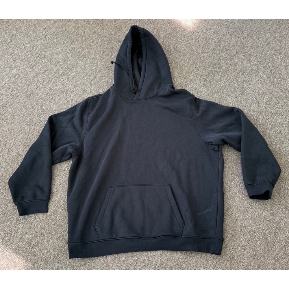 Skims Mens Fleece Hoodie Onyx Black Pullover Sweatshirt XL TP-PLO-9011M